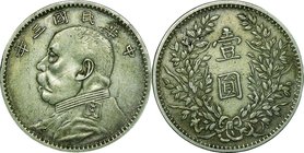 China-Republic
Yuan Shih-kai 1 Yuan (1 Dollar) Silver
Year: 1914
Condition: F
Diameter: 39.00mm
Weight: 26.40g
Purity: .890
Remarks: No Refunds...