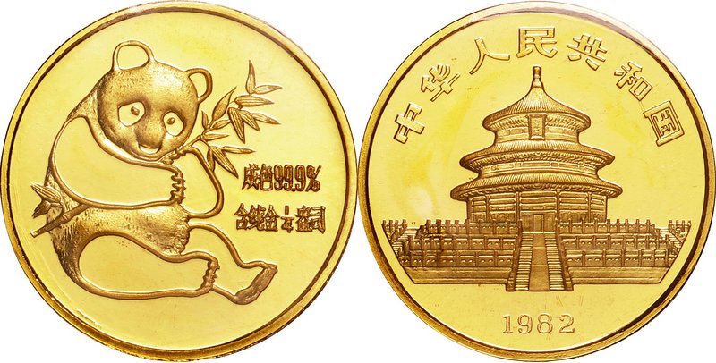 China
Panda 1/4oz Gold
Year: 1982
Condition: UNC
Diameter: 22.00mm
Weight: ...