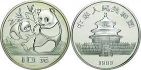 China
Panda 10 Yuan Silver Proof
Year: 1983
Condition: Proof
Diameter: 38.60mm
Weight: 27.00g
Purity: .900
Mintage: 10,000 Pieces