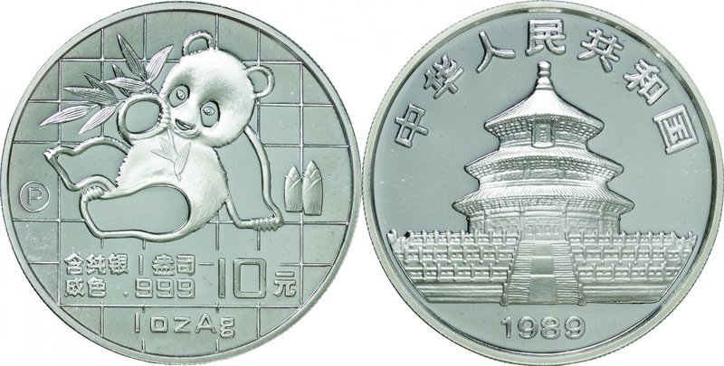 China
Panda 10 Yuan Silver Proof
Year: 1989
Condition: Proof
Diameter: 40.00...