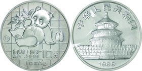 China
Panda 10 Yuan Silver Proof
Year: 1989
Condition: Proof
Diameter: 40.00mm
Weight: 31.10g
Purity: .999
Mintage: 25,000 Pieces