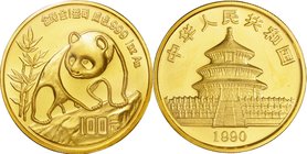 China
Panda 100 Yuan (1oz) Gold
Year: 1990
Condition: UNC
Diameter: 32.00mm
Weight: 31.10g
Purity: .999
