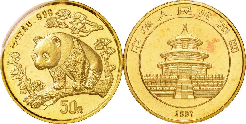 China
Panda 50 Yuan (1/2oz) Gold
Year: 1997
Condition: UNC
Diameter: 27.00mm...
