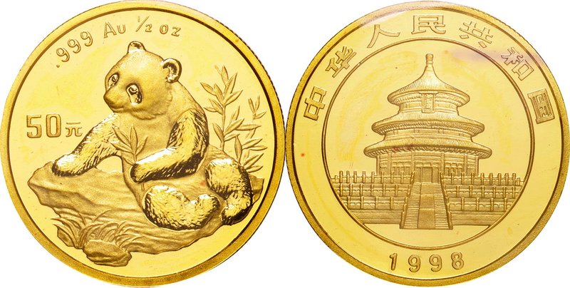 China
Panda 50 Yuan (1/2oz) Gold
Year: 1998
Condition: UNC
Diameter: 27.00mm...