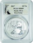China
Panda 10 Yuan Silver
Year: 2017
Condition: FDC
Grade (Slab): PCGS MS69 First Strike
Diameter: 40.00mm
Weight: 30.00g
Purity: .999