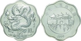 China
Year of the Dragon 10 Yuan Scalloped Silver Proof
Year: 2000
Condition: Proof
Diameter: 36.00mm
Weight: 20.73g
Purity: .900
Mintage: 6,80...
