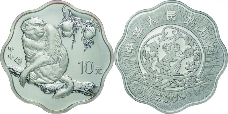 China
Year of the Monkey 10 Yuan Scalloped Silver Proof
Year: 2004
Condition:...
