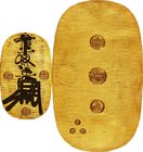 Japan
Man-en Oban Kin Gold Rewrite Ink JNDA09-11
Year: 1860
Condition: VF-EF
Diameter: (approx.)142mm
Weight: 112.40g
Purity: 金344/銀639/雑17
Rem...