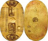 Japan
Man-en Koban Kin (Hina-Koban) Gold JNDA09-23
Year: 1860
Condition: EF
Diameter: (approx.)36.5mm
Weight: 3.30g
Purity: 金574/銀426