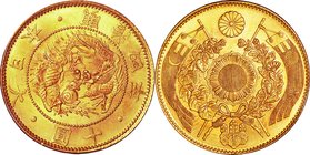 Japan
Old type 10 Yen Gold JNDA01-2
Year: 1871
Condition: EF
Diameter: 29.42mm
Weight: 16.66g
Purity: .900
Remarks: w/Box and Cert