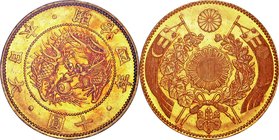 Japan
Old type 10 Yen Gold JNDA01-2
Year: 1871
Condition: VFA
Diameter: 29.42mm
Weight: 16.66g
Purity: .900
Remarks: w/Box and Cert