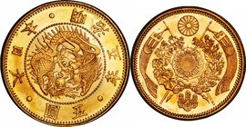 Japan
Old type 5 Yen Gold Reduced JNDA01-3A
Year: 1872
Condition: UNC
Diameter: 21.82mm
Weight: 8.33g
Purity: .900