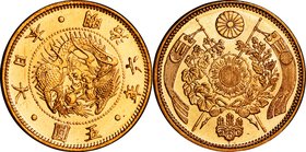 Japan
Old type 5 Yen Gold Reduced JNDA01-3A
Year: 1873
Condition: UNC
Diameter: 21.82mm
Weight: 8.33g
Purity: .900
