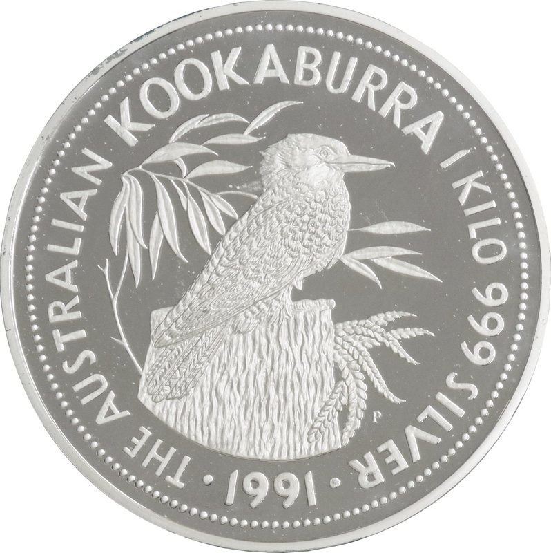 Australia
Kookaburra 150 Dollars (1kg) Silver Proof
Year: 1991
Condition: Pro...