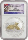 Australia
Year of the Mouse 1 Dollar (1oz) Silver Partial Gilt
Year: 2008
Condition: FDC
Grade (Slab): NGC MS69
Diameter: 40.00mm
Weight: 31.10g...