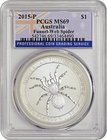 Australia
Funnel-Web Spider 1 Dollar (1oz) Silver
Year: 2015
Condition: FDC
Grade (Slab): PCGS MS69
Diameter: 40.00mm
Weight: 31.10g
Purity: .9...