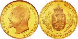 Bulgaria
Declaration of Independence 100 Leva Restrike Gold Proof
Year: 1912
Condition: Proof
Grade (Slab): PCGS PR66+CAM
Diameter: 35.00mm
Weig...