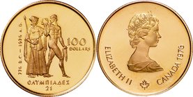 Canada
Montreal Olympic 100 Dollars Gold Proof
Year: 1976
Condition: Proof
Diameter: 25.00mm
Weight: 19.96g
Purity: .917