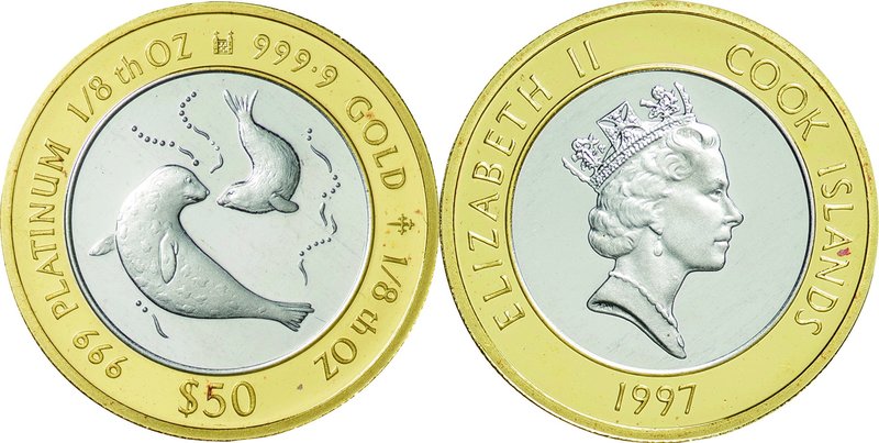 Cook Islands
Seals 50 Dollars Gold and Platinum Bi-Metallic Proof
Year: 1997
...