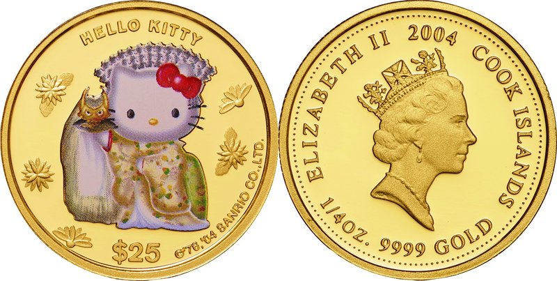 Cook Islands
Hello Kitty 30th anniversary 25 Dollars (1/4oz) Colorized Gold Pro...