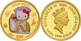Cook Islands
Hello Kitty 30th anniversary 25 Dollars (1/4oz) Colorized Gold Proof
Year: 2004
Condition: Proof
Diameter: 20.10mm
Weight: 7.77g
Pu...
