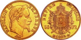 France
Napoleon III 50 Francs Gold
Year: 1862(BB)
Condition: EF
Grade (Slab): PCGS AU53
Diameter: 28.00mm
Weight: 16.12g
Purity: .900
Mintage:...