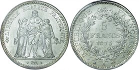France
Hercules 5 Francs Silver
Year: 1873(A)
Condition: UNC
Grade (Slab): PCGS MS64
Diameter: 37.00mm
Weight: 25.00g
Purity: .900
