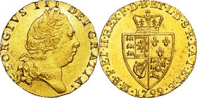 GB
George III 1 Guinea Gold
Year: 1799
Condition: Choice-EF
Diameter: 24.50mm
Weight: 8.35g
Purity: .917
