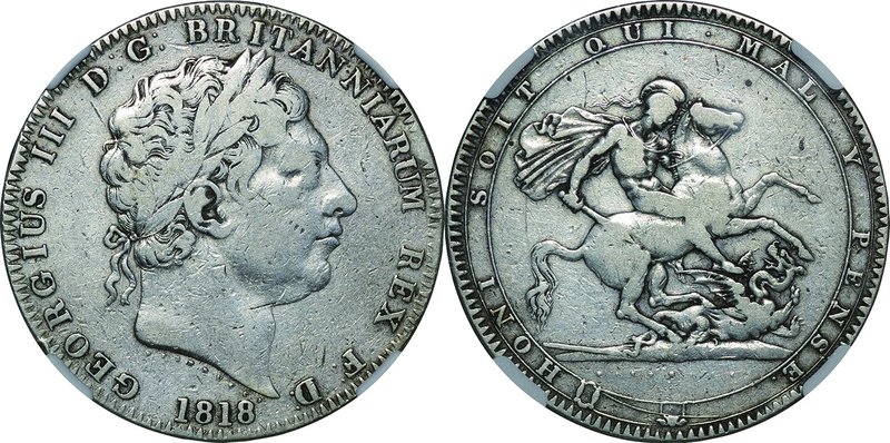 GB
George III 1 Crown Silver
Year: 1818(LVIII)
Condition: VG
Grade (Slab): N...