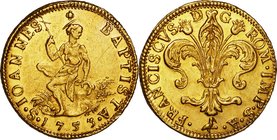 Italy
Toscana Francesco III 3 Zecchini Gold
Year: 1753
Condition: EF
Diameter: (approx.)27mm
Weight: 10.46g
Purity: .999
Remarks: w/Box