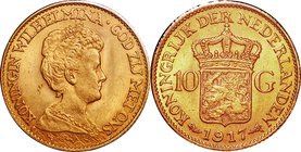 Netherlands
Wilhelmina I 10 Gulden Gold
Year: 1917
Condition: UNC
Diameter: 22.50mm
Weight: 6.72g
Purity: .900