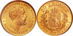 Norway
Oscar II 20 Kroner Gold
Year: 1902
Condition: UNC
Grade (Slab): PCGS MS65
Diameter: (approx.)21.00mm
Weight: 8.96g
Purity: .900
Mintage...