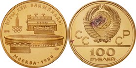 Russia(Soviet-Union)
Moscow Olympics Lenin Stadium 100 Roubles Gold
Year: 1978
Condition: Proof
Diameter: 30.00mm
Weight: 17.28g
Purity: .900
R...