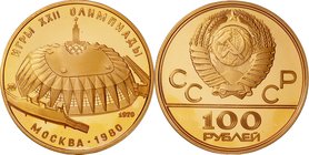 Russia(Soviet-Union)
Moscow Olympics Druzhba Sports Hall 100 Roubles Gold Proof
Year: 1979
Condition: Proof
Diameter: 30.00mm
Weight: 17.28g
Pur...