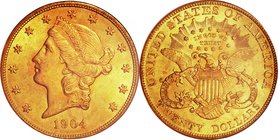 USA
Liberty Head 20 Dollars Gold
Year: 1904
Condition: UNC
Grade (Slab): NGC MS64
Diameter: 34.00mm
Weight: 33.43g
Purity: .900