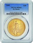 USA
Saint-Gaudens 20 Dollars Gold (No Motto)
Year: 1908
Condition: UNC
Grade (Slab): PCGS MS64
Diameter: 34.00mm
Weight: 33.43g
Purity: .900