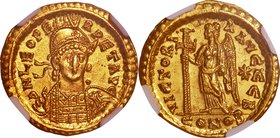 Ancient Eupope-Eastern Roman Empire
Leo I Solidus Gold
Year: AD457-474
Condition: UNC
Grade (Slab): NGC Ch MS
Diameter: (approx.)19.00mm
Weight:...