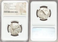 ATTICA. Athens. Ca. 440-404 BC. AR tetradrachm (26mm, 17.21 gm, 4h). NGC MS 3/5 - 5/5. Mid-mass coinage issue. Head of Athena right, wearing crested A...