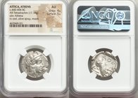 ATTICA. Athens. Ca. 440-404 BC. AR tetradrachm (24mm, 17.19 gm, 10h). NGC AU 4/5 - 5/5. Mid-mass coinage issue. Head of Athena right, wearing crested ...