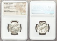 ATTICA. Athens. Ca. 440-404 BC. AR tetradrachm (25mm, 17.19 gm, 2h). NGC AU 3/5 - 5/5. Mid-mass coinage issue. Head of Athena right, wearing crested A...