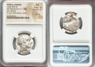 ATTICA. Athens. Ca. 440-404 BC. AR tetradrachm (25mm, 17.18 gm, 6h). NGC AU 5/5 - 2/5, test cut. Mid-mass coinage issue. Head of Athena right, wearing...