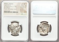 ATTICA. Athens. Ca. 440-404 BC. AR tetradrachm (24mm, 17.13 gm, 9h). NGC Choice XF 5/5 - 5/5. Mid-mass coinage issue. Head of Athena right, wearing cr...