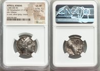 ATTICA. Athens. Ca. 440-404 BC. AR tetradrachm (24mm, 17.21 gm, 9h). NGC Choice XF 5/5 - 4/5, scuff. Mid-mass coinage issue. Head of Athena right, wea...