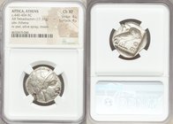 ATTICA. Athens. Ca. 440-404 BC. AR tetradrachm (24mm, 17.17 gm, 7h). NGC Choice XF 4/5 - 4/5. Mid-mass coinage issue. Head of Athena right, wearing cr...