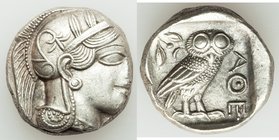 ATTICA. Athens. Ca. 440-404 BC. AR tetradrachm (23mm, 17.27 gm, 8h). XF. Mid-mass coinage issue. Head of Athena right, wearing crested Attic helmet or...