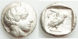 ATTICA. Athens. Ca. 440-404 BC. AR tetradrachm (24mm, 16.75 gm, 9h). VF. Mid-mass coinage issue. Head of Athena right, wearing crested Attic helmet or...