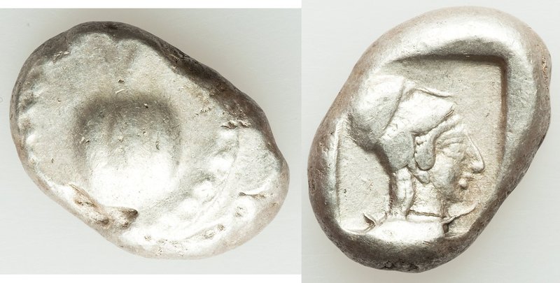 PAMPHYLIA. Side. Ca. 5th century BC. AR stater (18mm, 10.81 gm, 7h). VF. Ca. 430...