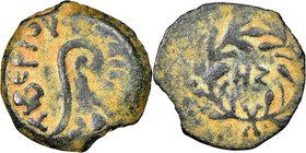 JUDAEA. Roman Procurators. Pontius Pilate (AD 26-36). AE prutah (16mm, 11h). NGC VF. Dated Regnal Year 17 of Tiberius (AD 30). TIBEPIOY KAICAPOC, litu...