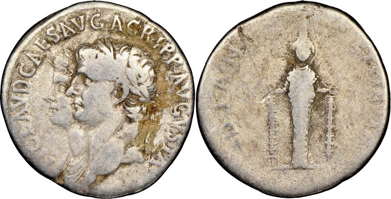 Claudius I (AD 41-54), with Agrippina Junior. AR cistophorus (25mm, 10.26 gm, 6h...