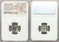 Septimius Severus (AD 193-211). AR denarius (15mm, 3.22 gm, 1h). NGC Choice XF 4/5 - 4/5. Rome, AD 193-194. IMP CAE L SEP SE-V PERT AVG, laureate head...